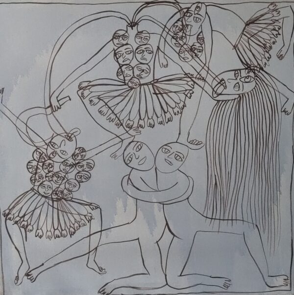 Maa Chhindmastika 4 Acrylic on Canvas 3X3 feet - Image 3