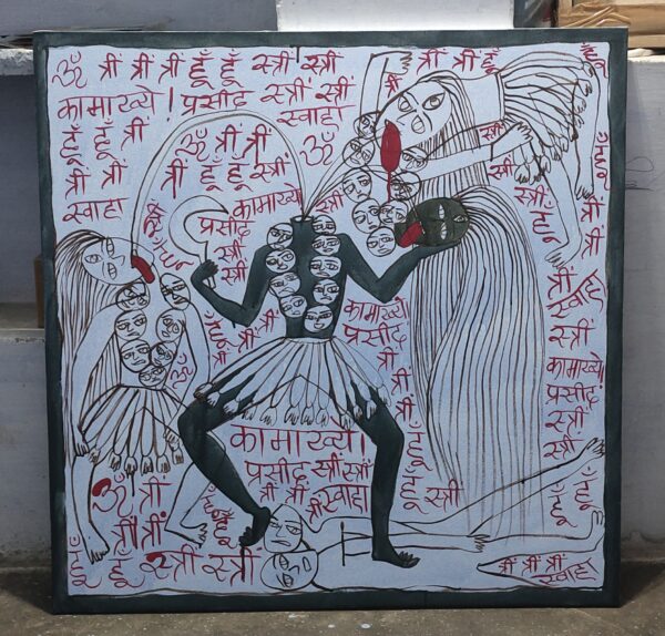 Maa Chhindmastika 2 Acrylic on Canvas 3X3 feet - Image 4