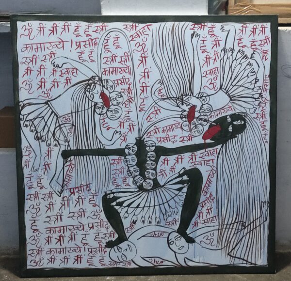 Maa Chhindmastika 1 Acrylic on Canvas 3X3 feet - Image 3