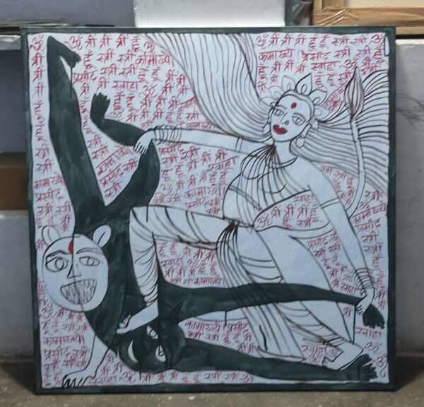 Maa Durga 1 Mahishasurmardani 3X3 feer Acrylic on Canvas - Image 3