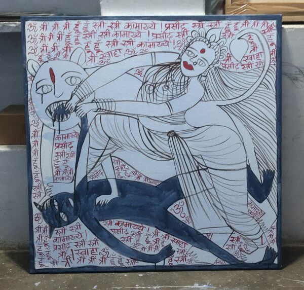 Maa Durga 4 Mahishasurmardani 3X3 feer Acrylic on Canvas - Image 4