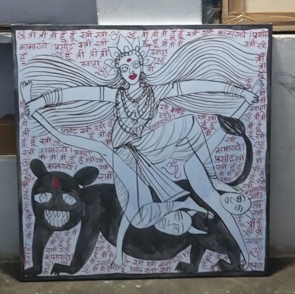 Maa Durga 2 Mahishasurmardani 3X3 feer Acrylic on Canvas - Image 3