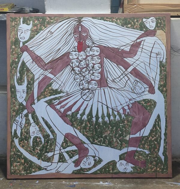 Kali Mata 3 Acrylic on Canvas 3X3 feet - Image 4