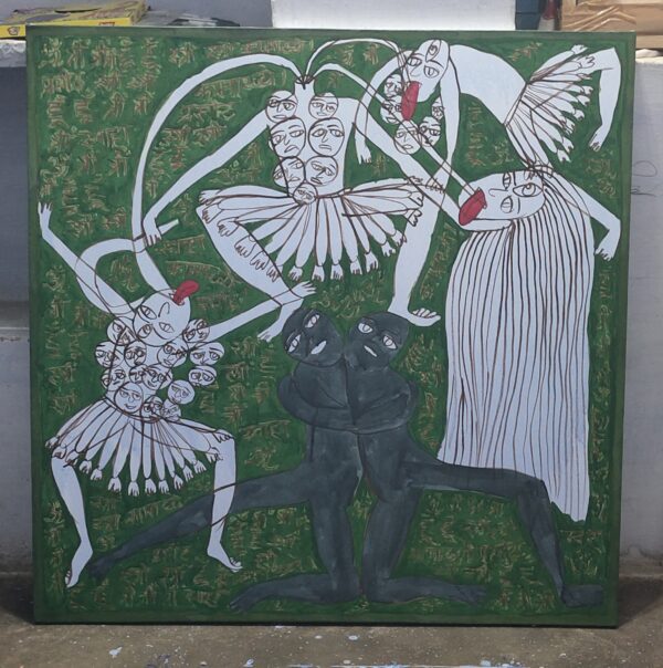 Maa Chhindmastika 4 Acrylic on Canvas 3X3 feet - Image 4
