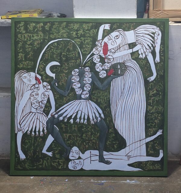 Maa Chhindmastika 2 Acrylic on Canvas 3X3 feet - Image 2