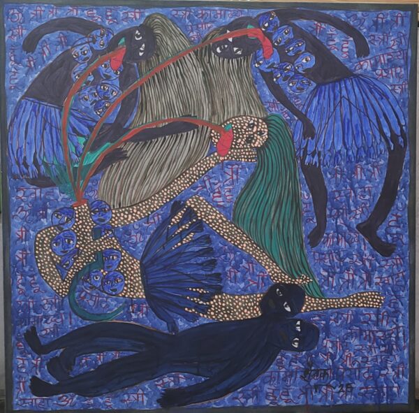 Maa Chhindmastika 3 Acrylic on Canvas 3X3 feet