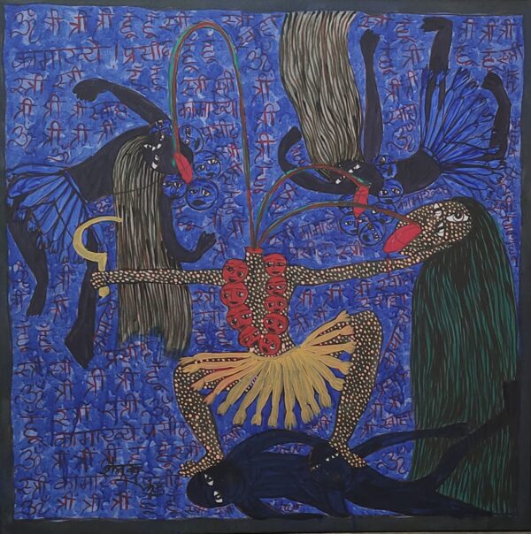 Maa Chhindmastika 1 Acrylic on Canvas 3X3 feet