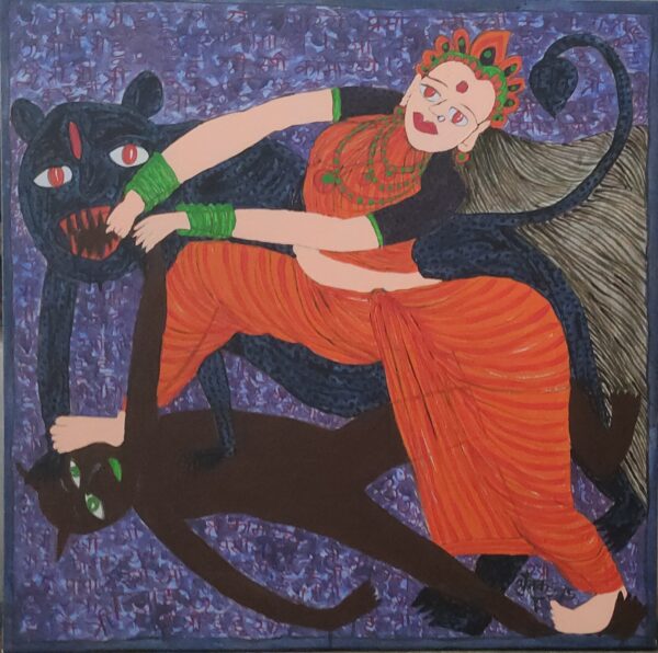 Maa Durga 4 Mahishasurmardani 3X3 feer Acrylic on Canvas
