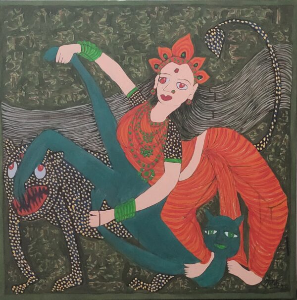 Maa Durga 5 Mahishasurmardani 3X3 feer Acrylic on Canvas