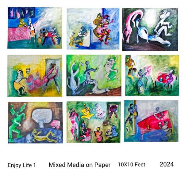 Sexy Paintings 2 Watercolor and Ink on Paper 10X10 feet