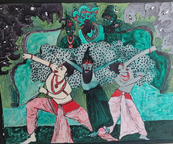 Ramayana 3 Ram Training 45X60 cm Acrylic on Canvas