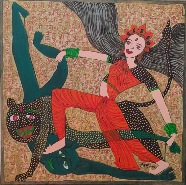 Maa Durga 1 Mahishasurmardani 3X3 feer Acrylic on Canvas