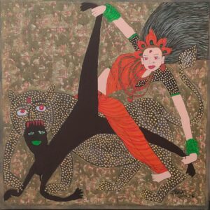 Maa Durga 3 Mahishasurmardani 3X3 feer Acrylic on Canvas