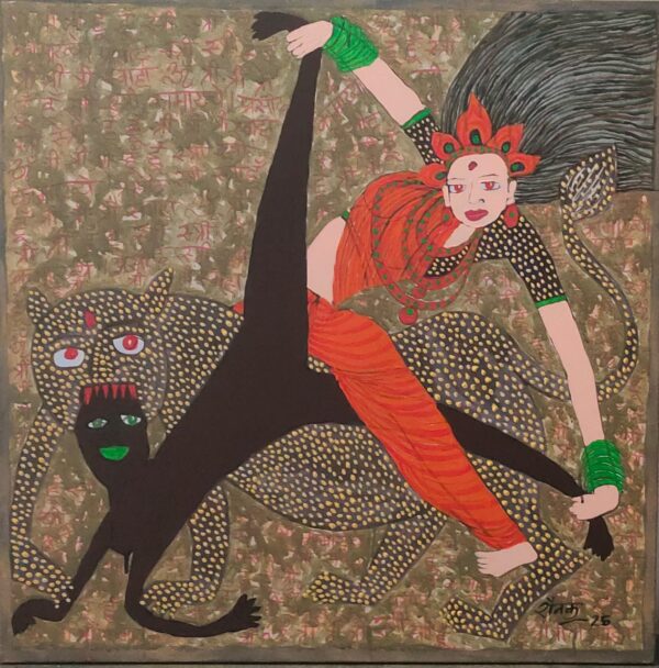 Maa Durga 3 Mahishasurmardani 3X3 feer Acrylic on Canvas