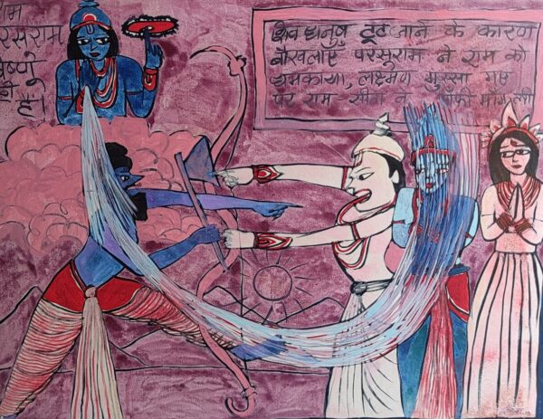 Ramayana 11 Ram Parsuram 45X60 cm Acrylic on Canvas