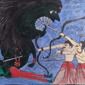 Ramayana 4 Tadaka Death 45X60 cm Acrylic on Canvas