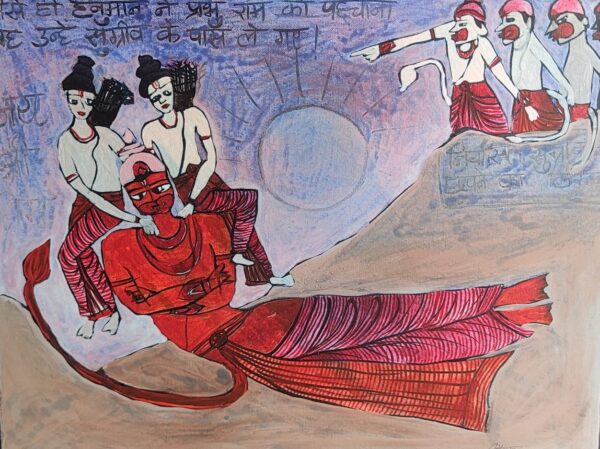 Ramayana 20 Hanuman Milan 45X60 cm Acrylic on Canvas