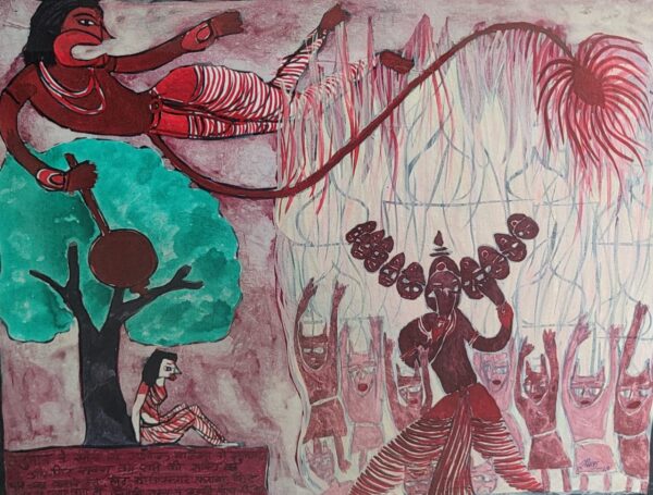 Ramayana 23 Lanka on Fire 45X60 cm Acrylic on Canvas